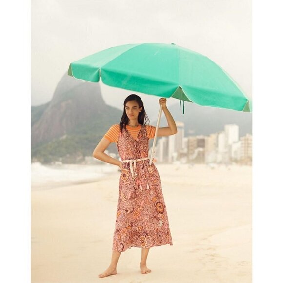 💕MADEWELL💕 Lace-Up Ruffle-Hem Midi Dress ~ Bali Blooms Print 10 (Regular Fit) - Picture 2 of 16